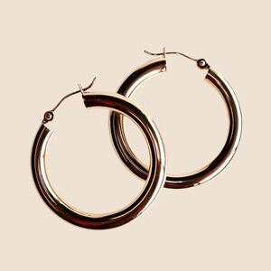 Gold Thick Hoop Earrings